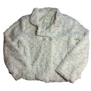 Forever 21 Girls Size 9/10 Faux Fur Cream Coat Jacket Outerwear